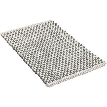 Preview: Badmatte 80x50 cm in Grün-Weiss - Weicher Duschvorleger aus Chenille-Gewebe in Strick-Optik - Rutschfester Badteppich mit Baumwoll-Anteil