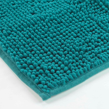 Preview: Flauschiger Badezimmerteppich 75x45 cm in Smaragdgrün -  Rutschfester Duschvorleger mit weicher Mikrofaser-Struktur