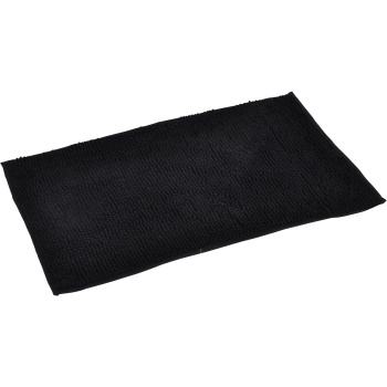 Preview: Flauschiger Badezimmerteppich 75x45 cm in Schwarz -  Rutschfester Duschvorleger mit weicher Mikrofaser-Struktur