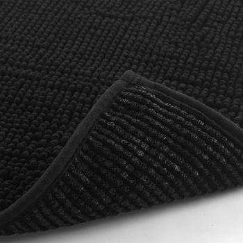 Preview: Flauschiger Badezimmerteppich 75x45 cm in Schwarz -  Rutschfester Duschvorleger mit weicher Mikrofaser-Struktur