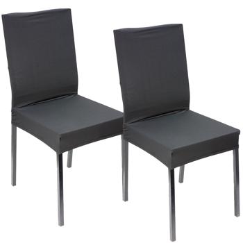 Preview: Edler Stuhlbezug, schwarz, 2er-Set, Stretch mit Lehnenbezug, OEKO-TEX Standard 100, waschbar bis 40°C, Schutz vor Abnutzung