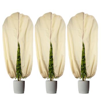 Preview: 3er-Set Pflanzenabdeckung XL, Winterschutz, 180 x 120 cm, Kübelpflanzen Schutzhauben als Frostschutz, Zugband, Reissverschluss, atmungsaktiv 