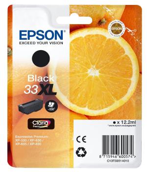 Original Epson Tintenpatrone 33XL T3351 schwarz - Zuverlässige Qualität für Expression Premium XP-Drucker - 12.2 ml Inhalt für XP-530/540/630/635/640