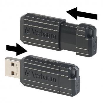 Preview: PinStripe 32GB USB-Speicherstick 2.0, schwarz - Ideal für unterwegs - Schnelle Datenübertragung bis 12 MB/s - Win XP/Vista/7/8/10 Mac OS
