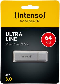 Preview: Intenso Ultra Line 64 GB USB 3.0 Speicherstick silber - Schneller Datentransfer für Dokumente, Fotos, Videos - Kompatibel USB 2.0, robust