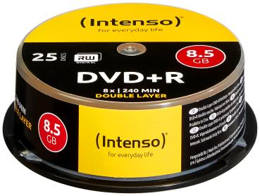 DVD+R Rohlinge - 8,5GB Double Layer Speicherkapazität für lange Filme - 25er-Spindel - 8x Brenngeschwindigkeit - Kratzresistent - Ideal für DVD-Qualität