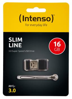 USB Stick Slim Line 16GB USB 3.0 Superspeed - Ultraleicht, unauffällig & mobil - 35 MB/s Lesen, 20 MB/s Schreiben - Schwarz - Kompatibel Win/Mac
