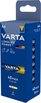 Varta Longlife Power Alkali-Mangan-Batterie - Typ AA/Mignon/LR6 - 1.5V - 40er-Set - Lange Lebensdauer - Made in Germany - für Geräte mit hohem Energiebedarf