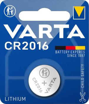 Varta Lithium-Knopfzelle CR2016 - Zuverlässige Energie für Alarmsysteme, Fernbedienungen, Autoschlüssel & Mainboards - 87 mAh - 3 Volt