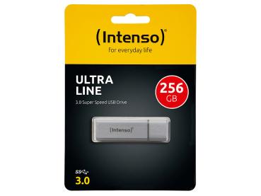Intenso Ultra Line USB-3.0-Speicherstick 256 GB - Blitzschnelle Datenübertragung bis 70 MB/s für PC, Mac & Handy - Robustes Aluminium-Gehäuse in Silber
