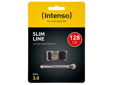 Preview: Intenso Slim Line USB-3.0-Speicherstick 128 GB - Datenübertragung bis 100 MB/s für Dokumente, Fotos & Videos - Kompatibel USB 2.0 - Silber 20x15x7 mm, 2g
