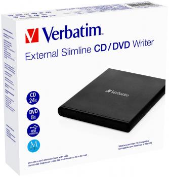 Preview: Externer DVD-Brenner, M-Disc-kompatibel, USB 2.0, Slimline, schwarz