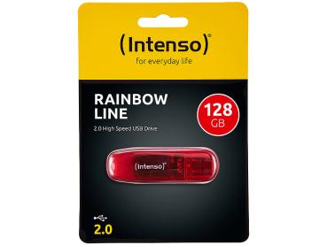 128 GB USB-2.0-Speicherstick Rainbow Line transparent-rot - Schnelle Datenspeicherung für Dokumente Musik Videos - Kompatibel Windows/Mac - Kompakt & leicht