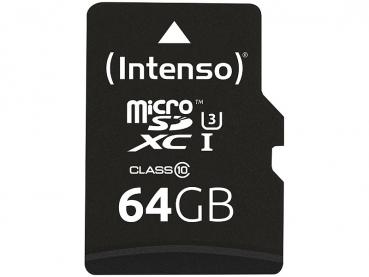 Intenso microSDXC-Speicherkarte UHS-I Professional 64 GB - High-Speed bis 90 MB/s U3 Class 10 - Inkl. SD-Adapter für Smartphone, Tablet, Kamera