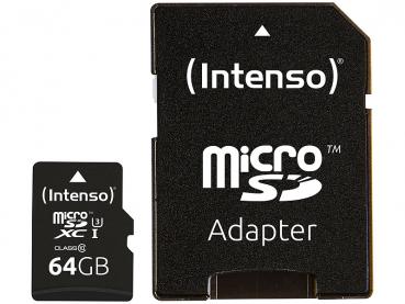 Preview: Intenso microSDXC-Speicherkarte UHS-I Professional 64 GB - High-Speed bis 90 MB/s U3 Class 10 - Inkl. SD-Adapter für Smartphone, Tablet, Kamera