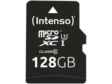 Intenso microSDXC-Speicherkarte UHS-I Professional 128 GB - Für Smartphone Tablet Kameras & 4K Video - U3 Class 10 bis 100 MB/s Lesegeschwindigkeit - Inkl. SD-Adapter für SDXC