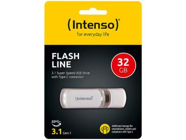 Intenso USB-C-Speicherstick Flash Line 32 GB - Super Speed USB 3.1 Gen 1 mit bis zu 70 MB/s - Kompatibel mit Windows/Mac OS - Für PC, Mac & Handy