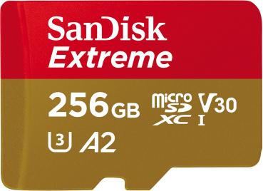 Preview: SanDisk Extreme microSDXC (SDSQXAV-256G-GN6MA) 256 GB - Ideal für 4K-UHD-Videos & Apps - 190 MB/s Lesen - U3 V30 A2-Standard - Robust