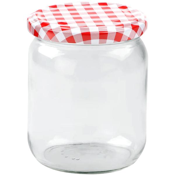 4er Set Einmachgläser - 540ml mit Schraubdeckel (Karo-Muster) - Praktische Sturzgläser ideal zum Einkochen von Marmelade & als Vorratsglas