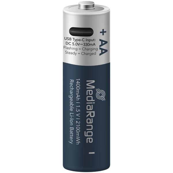 USB-C Li-Ion AA Akkus: 1,5V, 1400mAh, 4er-Pack wiederaufladbar & hohe Kapazität, Schnelles Laden, lange Laufzeit für Haushalt & Technik