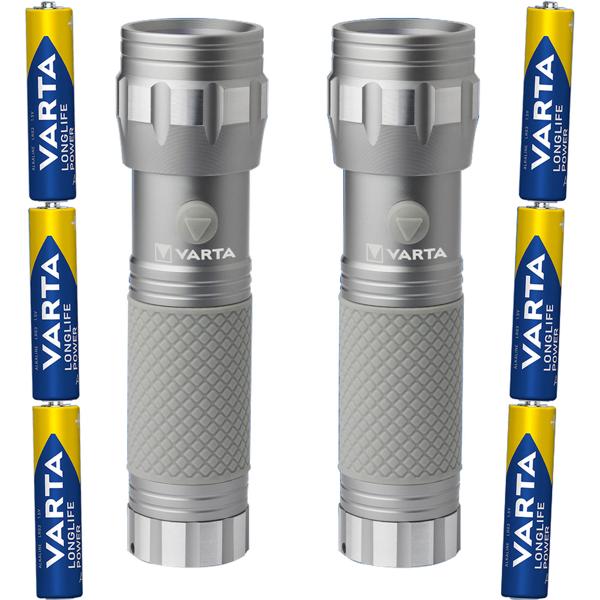 2-er Set Varta LED UV Taschenlampe, 395-400 nm, inkl. 3x Batterien, Multi LED Technologie 14x UV-LEDs (UV A), Ultraviolettes Licht