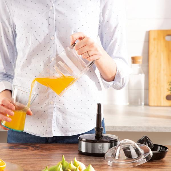 Zitruspresse elektrisch, 40W, 700ml, Schwarz-Silber: Perfekt für Orangensaft, Zitronensaft, Limettensaft, Leistungsstark und schnelle Reinigung