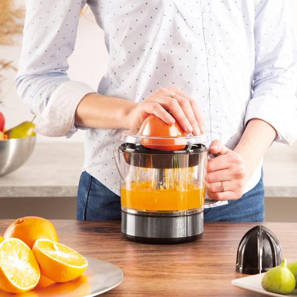 Zitruspresse elektrisch, 40W, 700ml, Schwarz-Silber: Perfekt für Orangensaft, Zitronensaft, Limettensaft, Leistungsstark und schnelle Reinigung