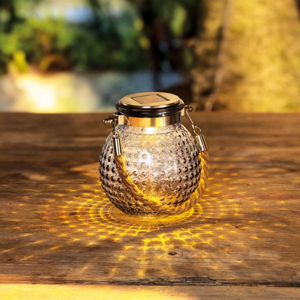 Stimmungsvolle Glaskugel LED Solarleuchte mit Jute-Kordel - für Garten, Balkon & Terrasse, dekorativ & warmes Licht