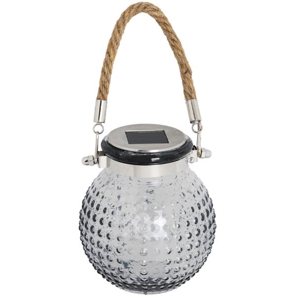 2er-Set Stimmungsvolle Glaskugel LED Solarleuchte mit Jute-Kordel:  Für Garten, Balkon & Terrasse, dekorativ & warmes Licht