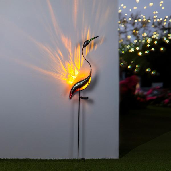 Solar-LED-Vogel-Gartenstecker: 120cm, Gartendeko - Stimmungsvolle Beleuchtung - Zauberhafter Reiher für Garten & Beet