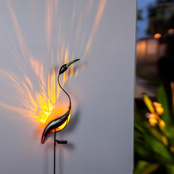 Solar-LED-Vogel-Gartenstecker: 120cm, Gartendeko - Stimmungsvolle Beleuchtung - Zauberhafter Reiher für Garten & Beet