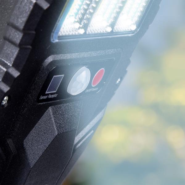 Solar-Aussen-Wandstrahler mit Bewegungsmelder & Fernbedienung, 108 SMD LEDs, IP65, superhelle, wetterfeste Aussenbeleuchtung für Einfahrt, Hof & Garten