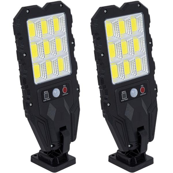 2er-Set Solar-Aussen-Wandstrahler mit Bewegungsmelder & Fernbedienung, 108 SMD LEDs, IP65, superhelle, wetterfeste Aussenbeleuchtung für Einfahrt, Hof & Garten
