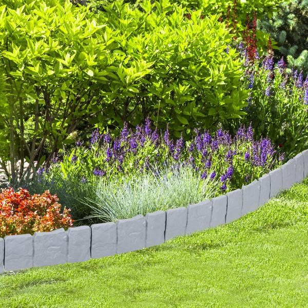 Beetumrandung in Steinoptik grau, 20er-Set: für klare Beetkanten & gepflegten Garten, wetterfest, flexibel & langlebig, einfache Montage