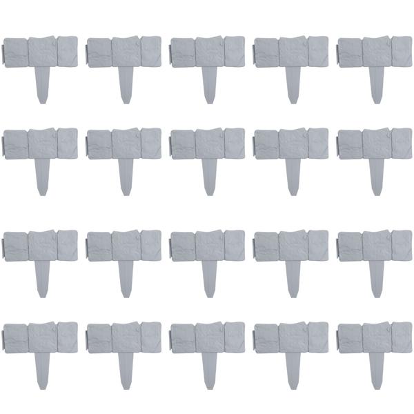 Beetumrandung in Steinoptik grau, 20er-Set: für klare Beetkanten & gepflegten Garten, wetterfest, flexibel & langlebig, einfache Montage