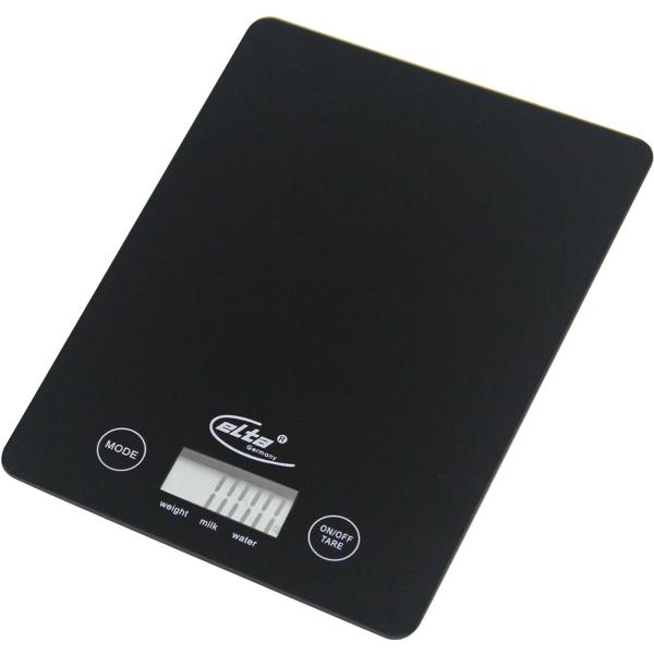 Moderne Digitalwaage, Touchscreen, Hartglas, edles schwarz, bis 5kg, gramm-genau: Elegante Küchenwaage für einfache Bedienung
