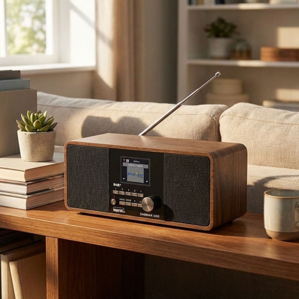 Multifunktionales WLAN-Internetradio in Holzoptik, DAB+ & UK Stereo, USB, & Spotify Connect für grenzenlosen Musikgenuss