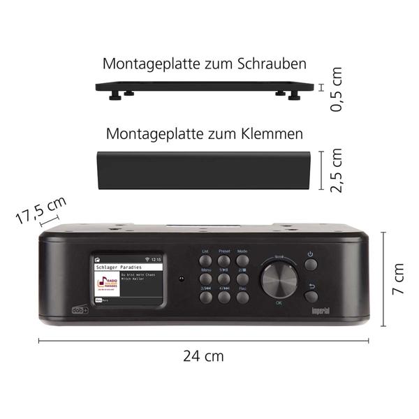 Modernes Unterbau-Küchenradio DAB+/FM mit EWF & Bluetooth 5.1 – Digitalradio mit TFT-Farbdisplay & Internetradio, inkl. Montagematerial