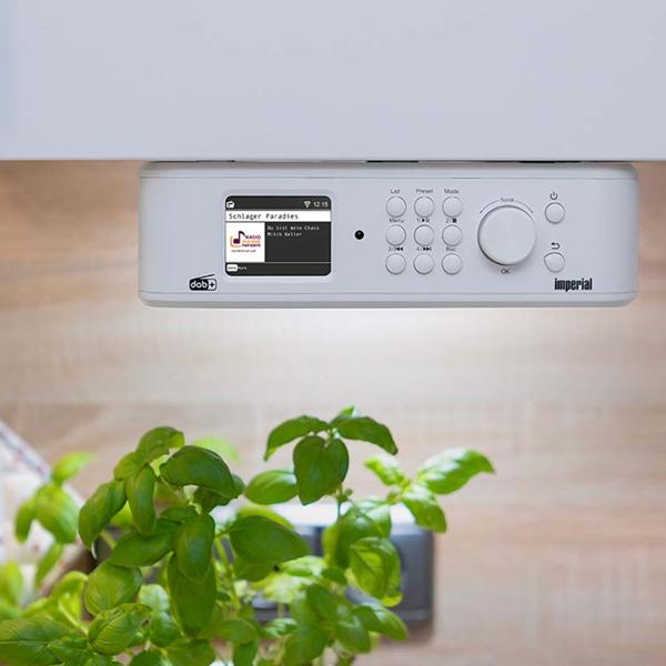 Modernes Unterbau-Küchenradio DAB+/FM, weiss, Bluetooth 5.1, EWF-Notfallwarnsystem und TFT-LCD-Farbdisplay, kompakt, sicher & vielseitig