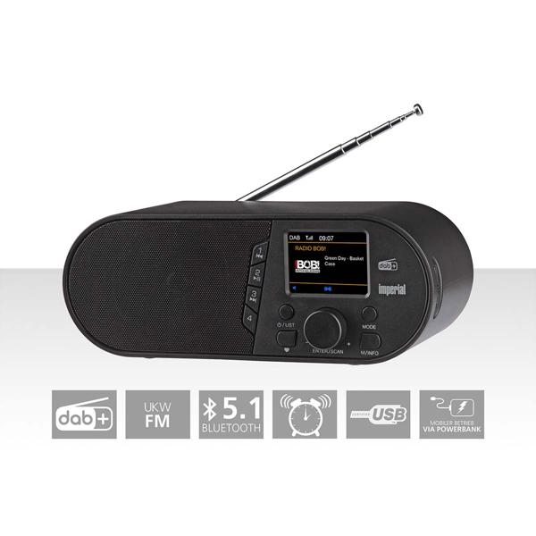 Kompaktes Digitalradio mit DAB+und UKW, Bluetooth 5.1, LCD-Farbdisplay, Wecker, 14 W, kristallklarer Empfang