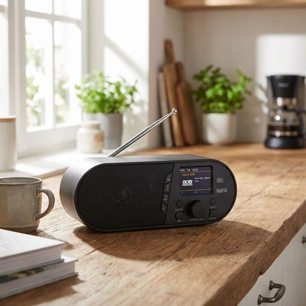 Kompaktes Digitalradio mit DAB+und UKW, Bluetooth 5.1, LCD-Farbdisplay, Wecker, 14 W, kristallklarer Empfang
