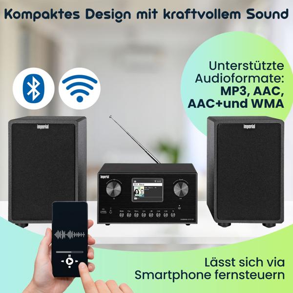 Edle Hi-Fi Kompaktanlage mit CD, DAB+ & Internetradio – Musik-System mit Bluetooth 5.1, WLAN & externen Lautsprechern (2x20W)
