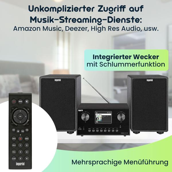 Edle Hi-Fi Kompaktanlage mit CD, DAB+ & Internetradio – Musik-System mit Bluetooth 5.1, WLAN & externen Lautsprechern (2x20W)