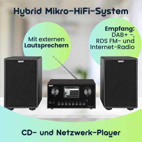 Edle Hi-Fi Kompaktanlage mit CD, DAB+ & Internetradio – Musik-System mit Bluetooth 5.1, WLAN & externen Lautsprechern (2x20W)