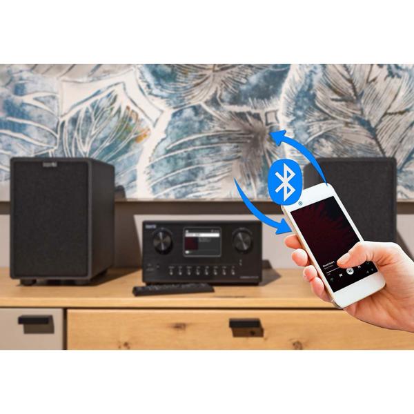 Edle Hi-Fi Kompaktanlage mit CD, DAB+ & Internetradio – Musik-System mit Bluetooth 5.1, WLAN & externen Lautsprechern (2x20W)