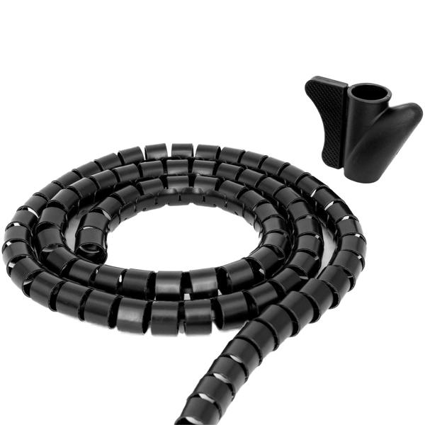 Kabelbündel-Schlauch (Ø 20mm, 2,5m, schwarz): Flexibel & kürzbar - Kabel Organizer für Büro, Schreibtisch, TV - Ordnung pur