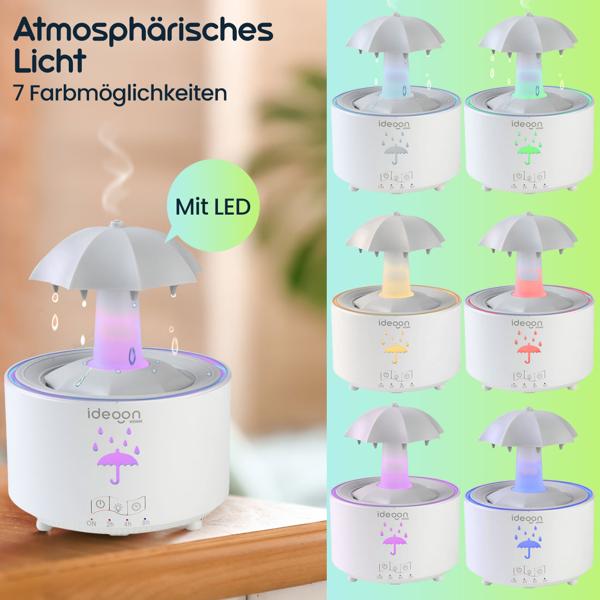 Aroma Diffuser 300ml mit Regenlampe – Schirm Design, 7 Farben LED, Timer & Fernbedienung, Luftbefeuchter zur Aromatherapie & beruhigende Atmosphäre