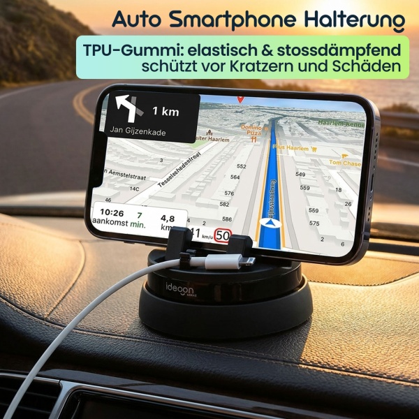 Auto Smartphone Halterung 360° mit Nano-Saugkraft – Premium Handyhalterung für Auto & Schreibtisch mit 3M-Klebestoff-Befestigung