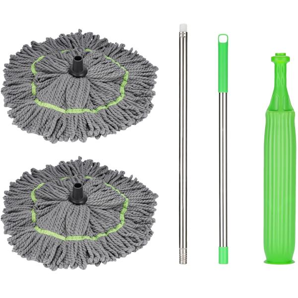 Wischmopp mit Auswringfunktion & Ersatzwischkopf – 360° drehbarer Mikrofaser-Wischmopp für streifenfreie Böden, 55cm Wischkopf