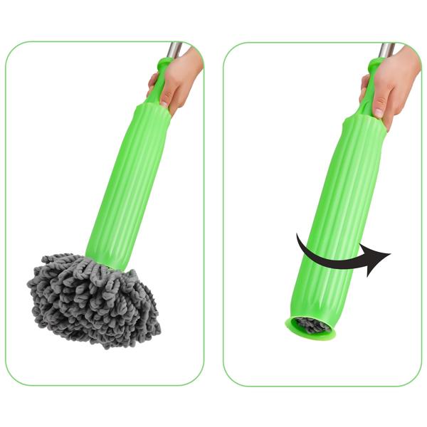 Wischmopp mit Auswringfunktion & Ersatzwischkopf – 360° drehbarer Mikrofaser-Wischmopp für streifenfreie Böden, 55cm Wischkopf